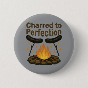 Charted to Perfection Funny Campfire Hot Dog Button