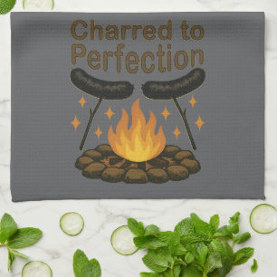Charted to Perfection Funny Campfire Hot Dog Geschirrtuch