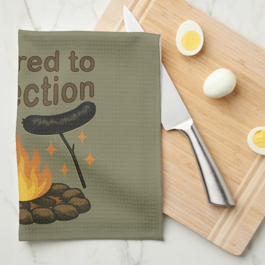 Charted to Perfection Funny Campfire Hot Dog Geschirrtuch (Viertel Falte)