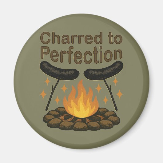 Charted to Perfection Funny Campfire Hot Dog Magnet (Vorne)