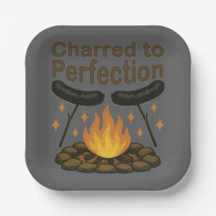 Charted to Perfection Funny Campfire Hot Dog Pappteller
