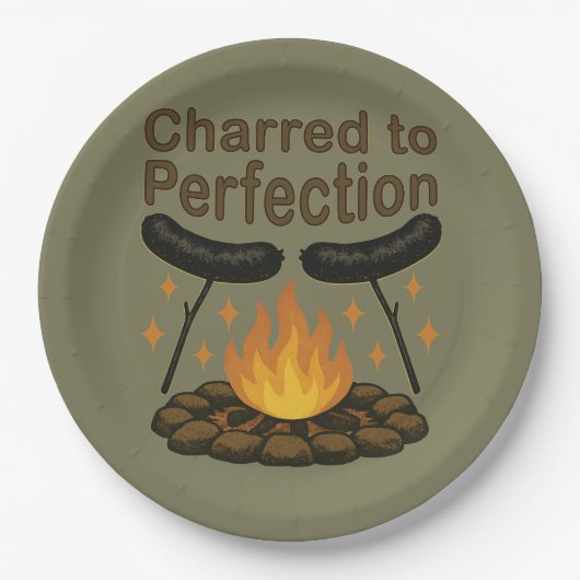 Charted to Perfection Funny Campfire Hot Dog Pappteller (Vorderseite)