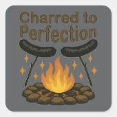 Charted to Perfection Funny Campfire Hot Dog Quadratischer Aufkleber (Vorderseite)