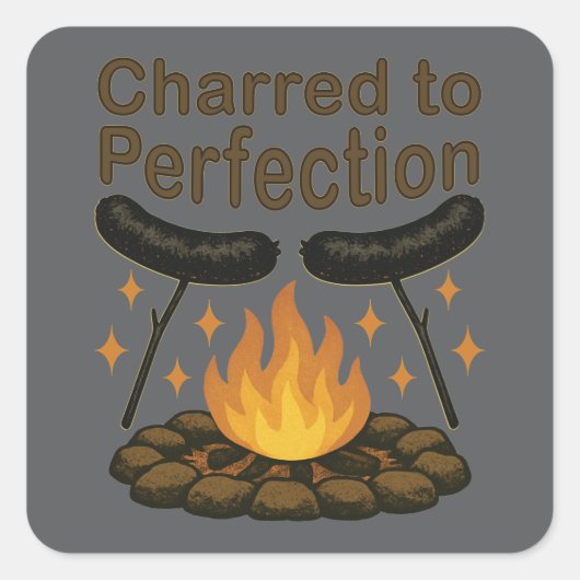 Charted to Perfection Funny Campfire Hot Dog Quadratischer Aufkleber (Vorderseite)