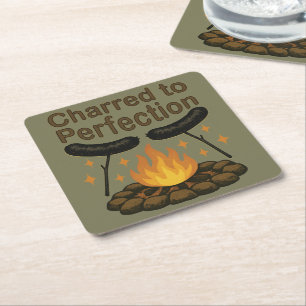 Charted to Perfection Funny Campfire Hot Dog Rechteckiger Pappuntersetzer