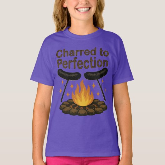 Charted to Perfection Funny Campfire Hot Dog T-Shirt (Vorderseite)