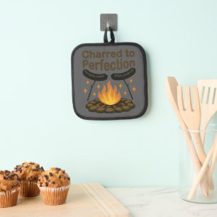 Charted to Perfection Funny Campfire Hot Dog Topflappen