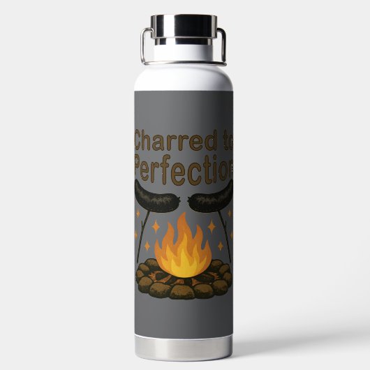 Charted to Perfection Funny Campfire Hot Dog Trinkflasche (Rückseite)