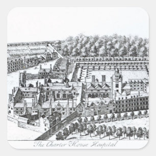 Charterhouse Hospital, c.1720 Quadratischer Aufkleber