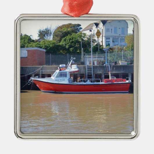 Charterschiff Hoher Flyer Silbernes Ornament (Vorne)