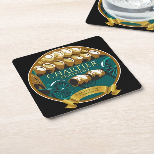 Chartier-Bierbrauerei Rechteckiger Pappuntersetzer (angewinkelt)