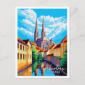 Chartres France Vintage Illustration Postkarte (Vorderseite)