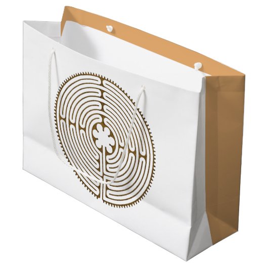 Chartres Labyrinth antiker Stil + Ihre Ideen Große Geschenktüte (Vorderseite Schrägansicht)