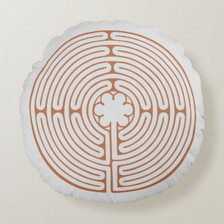 Chartres Labyrinth Braun und Creme Rundes Kissen
