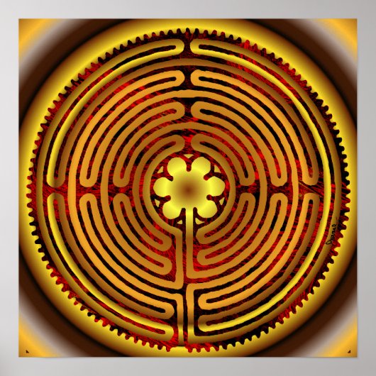 Chartres Labyrinth Fire Sun Print Poster (Vorne)