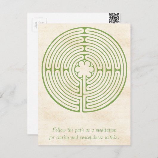 Chartres Labyrinth Green Postkarte (Vorne/Hinten)