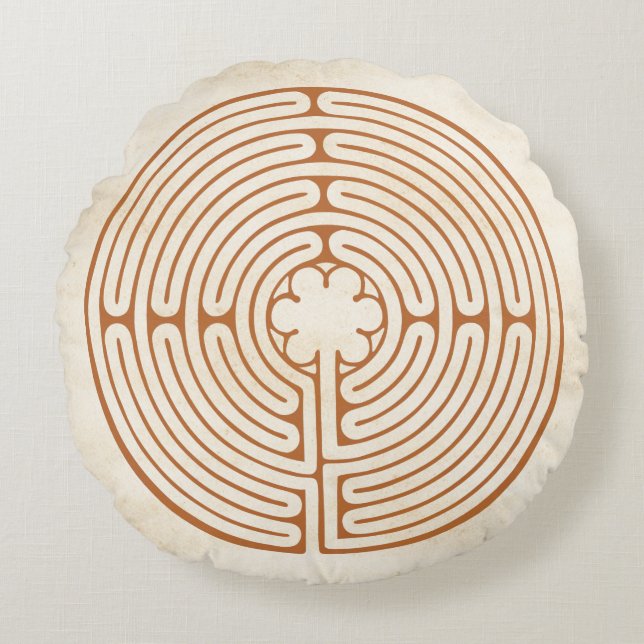 Chartres-Labyrinth Rundes Kissen (Vorderseite)