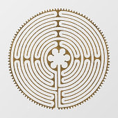 Chartres Labyrinth - Spirituelles Symbol Antique 1 Fensteraufkleber (Blatt)