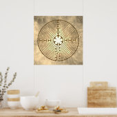 Chartres Labyrinth - Spirituelles Symbol Antique 1 Poster (Küche)