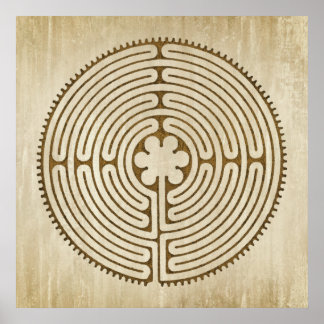 Chartres Labyrinth - Spirituelles Symbol Antique 1 Poster