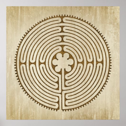 Chartres Labyrinth - Spirituelles Symbol Antique 1 Poster (Vorne)