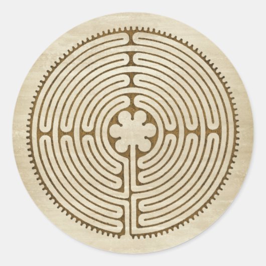 Chartres Labyrinth - Spirituelles Symbol Antique 1 Runder Aufkleber (Vorderseite)