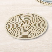 Chartres Labyrinth - Spirituelles Symbol Antique 1 Runder Pappuntersetzer (Angewinkelt)