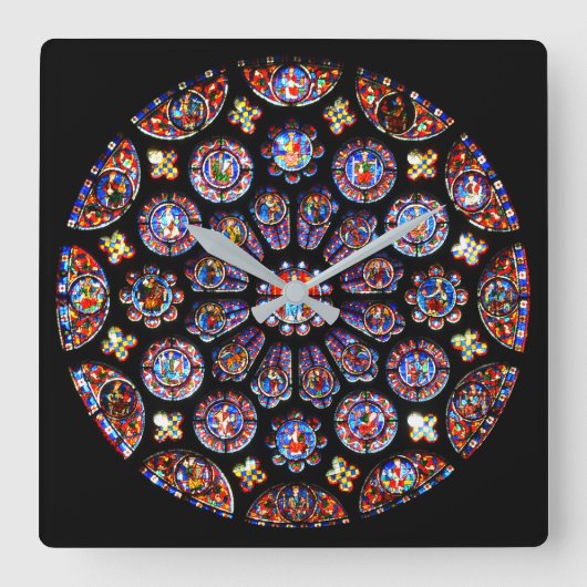 Chartres Rose Window Quadratische Wanduhr (Vorderseite)