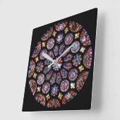 Chartres Rose Window Quadratische Wanduhr (Winkel)