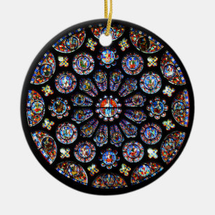 Chartres-Rosen-Fenster Keramik Ornament