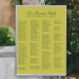Chartreuse Alphabetische Hochzeit Sitzordnung Poster