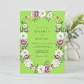Chartreuse Amethyst Hochzeit Einladung (Stehend Vorderseite)