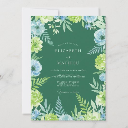 Chartreuse Azurblättrige Eukalyptus-Hochzeit Einladung (Vorderseite)