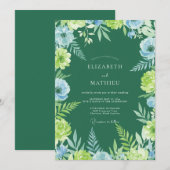 Chartreuse Azurblättrige Eukalyptus-Hochzeit Einladung (Vorne/Hinten)