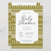 Chartreuse Beige gestreiftes Geschlecht neutral Einladung (Vorne/Hinten)