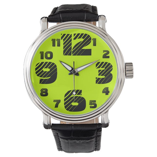 Chartreuse/Black Men's Big-Number Watch Armbanduhr (Vorderseite)