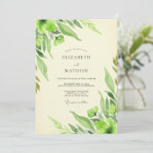 Chartreuse Blatt Hochzeit Einladung (Stehend Vorderseite)