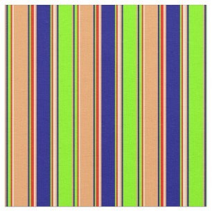 Chartreuse, Blue, Brown, Goldenrod, Red Lines Stoff