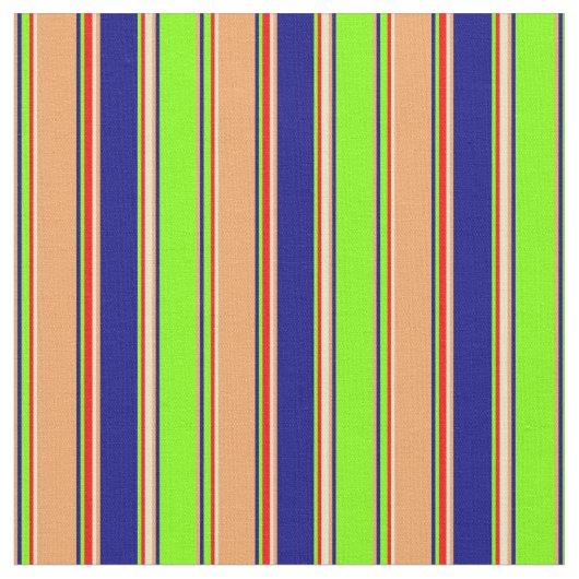 Chartreuse, Blue, Brown, Goldenrod, Red Lines Stoff (Nahaufnahme)