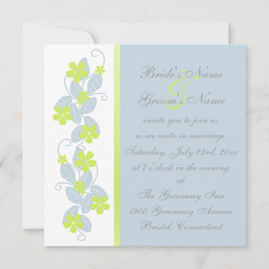 Chartreuse-Blume Einladung Hochzeit (Vorderseite)