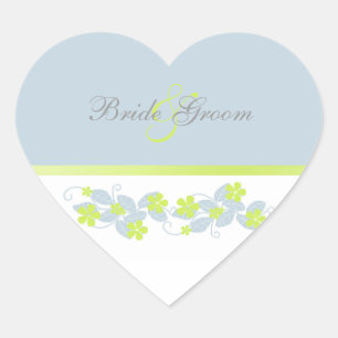 Chartreuse-Blume Hochzeitskleber Herz-Aufkleber