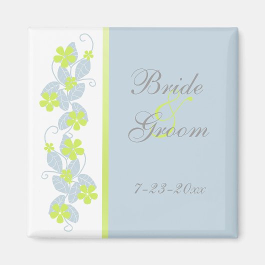 Chartreuse Blumen-Save the Date Magnet (Vorne)