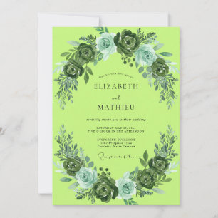 Chartreuse-Blütenhochzeit Einladung