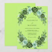Chartreuse-Blütenhochzeit Einladung (Vorne/Hinten)