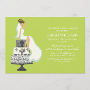 Chartreuse Bride auf Hochzeitskuchen Einladung