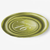 Chartreuse Candle Wax Siegel Tropfen Sweet 16 Wedd Pappteller (Schrägansicht)