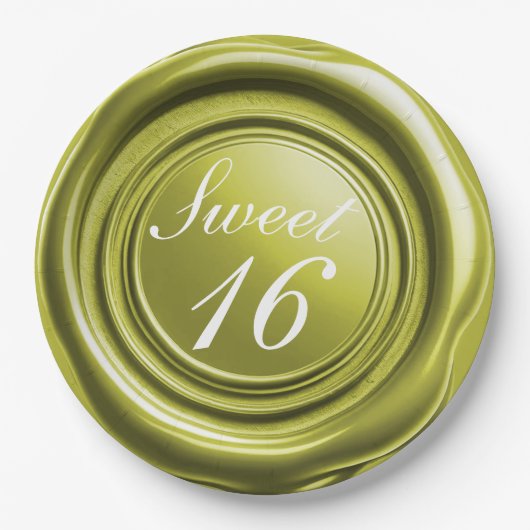Chartreuse Candle Wax Siegel Tropfen Sweet 16 Wedd Pappteller (Vorderseite)