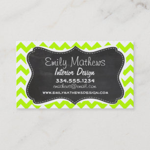 Chartreuse Chevron; Tafelbild Visitenkarte