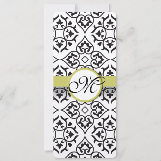 Chartreuse Damask Monogram Wedding Einladung (Rückseite)
