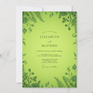 Chartreuse-Farn-Hochzeit Einladung